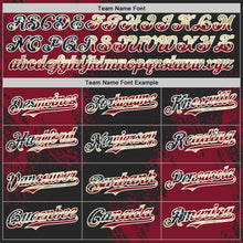 Laden Sie das Bild in den Galerie-Viewer, Uksn Individuelles Schwarz Vintage USA-Flagge Karmesinrot-Creme Abstrakter Pinselstrich Authentisches Baseball-Trikot
