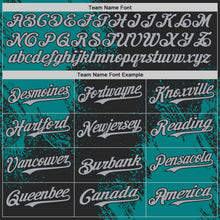 Laden Sie das Bild in den Galerie-Viewer, Uksn Individuelles Schwarz Grau-Petrol Abstrakter Pinselstrich Authentisches Baseball-Trikot