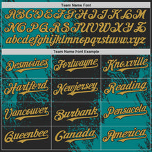 Laden Sie das Bild in den Galerie-Viewer, Uksn Individuelles Schwarz Altgold-Petrol Abstrakter Pinselstrich Authentisches Baseball-Trikot
