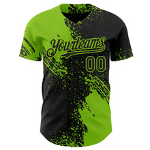 Laden Sie das Bild in den Galerie-Viewer, Uksn Individuelles Schwarz-Neongrün Abstrakter Pinselstrich Authentisches Baseball-Trikot