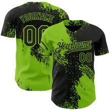 Laden Sie das Bild in den Galerie-Viewer, Uksn Individuelles Schwarz-Neongrün Abstrakter Pinselstrich Authentisches Baseball-Trikot