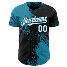 Laden Sie das Bild in den Galerie-Viewer, Uksn Individuelles Schwarz Weiß-Pantherblau Abstrakter Pinselstrich Authentisches Baseball-Trikot