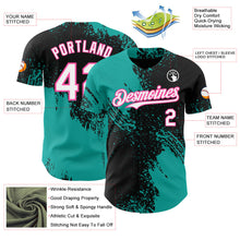 Laden Sie das Bild in den Galerie-Viewer, Uksn Individuelles Schwarz Weiß Aqua-Pink Abstrakter Pinselstrich Authentisches Baseball-Trikot