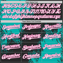 Laden Sie das Bild in den Galerie-Viewer, Uksn Individuelles Schwarz Weiß Aqua-Pink Abstrakter Pinselstrich Authentisches Baseball-Trikot