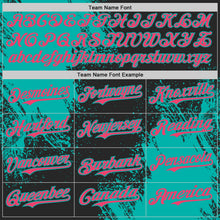 Laden Sie das Bild in den Galerie-Viewer, Uksn Individuelles Schwarz Neonpink-Aqua Abstrakter Pinselstrich Authentisches Baseball-Trikot