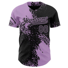 Laden Sie das Bild in den Galerie-Viewer, Uksn Individuelles Schwarz-Hellviolett Abstrakter Pinselstrich Authentisches Baseball-Trikot