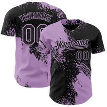 Laden Sie das Bild in den Galerie-Viewer, Uksn Individuelles Schwarz-Hellviolett Abstrakter Pinselstrich Authentisches Baseball-Trikot