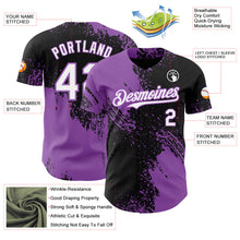 Laden Sie das Bild in den Galerie-Viewer, Uksn Individuelles Schwarz Weiß-Mittelviolett Abstrakter Pinselstrich Authentisches Baseball-Trikot
