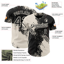 Laden Sie das Bild in den Galerie-Viewer, Uksn Individuelles Schwarz-Creme Abstrakter Pinselstrich Authentisches Baseball-Trikot