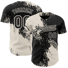 Laden Sie das Bild in den Galerie-Viewer, Uksn Individuelles Schwarz-Creme Abstrakter Pinselstrich Authentisches Baseball-Trikot
