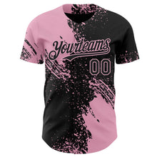 Laden Sie das Bild in den Galerie-Viewer, Uksn Individuelles Schwarz-Hellrosa Abstrakter Pinselstrich Authentisches Baseball-Trikot
