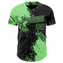Laden Sie das Bild in den Galerie-Viewer, Uksn Individuelles Schwarz-Erbsengrün Abstrakter Pinselstrich Authentisches Baseball-Trikot