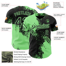 Laden Sie das Bild in den Galerie-Viewer, Uksn Individuelles Schwarz-Erbsengrün Abstrakter Pinselstrich Authentisches Baseball-Trikot