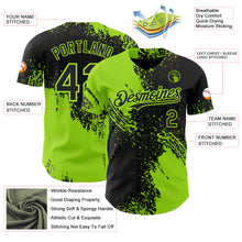 Laden Sie das Bild in den Galerie-Viewer, Uksn Individuelles Schwarz-Neongrün Abstrakter Pinselstrich Authentisches Baseball-Trikot