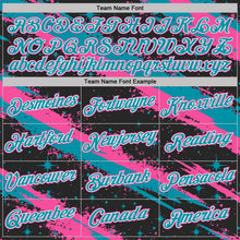 Laden Sie das Bild in den Galerie-Viewer, Uksn Individuelles Schwarz Petrol Pink-Weiß Pinselstrich Spritzer Sternenexplosion Funktions-T-Shirt
