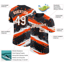 Laden Sie das Bild in den Galerie-Viewer, Uksn Individuelles Schwarz Weiß-Orange Pinselstrich Spritzer Sternenexplosion Funktions-T-Shirt