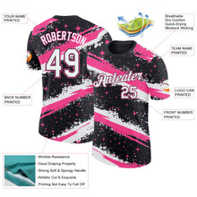 Laden Sie das Bild in den Galerie-Viewer, Uksn Individuelles Schwarz Weiß-Pink Pinselstrich Spritzer Sternenexplosion Funktions-T-Shirt