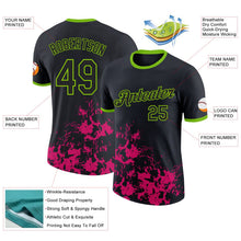 Laden Sie das Bild in den Galerie-Viewer, Uksn Individuelles Schwarz Hot Pink-Neongrün Pinselstrich Spritzer Funktions-T-Shirt