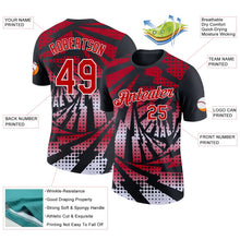 Laden Sie das Bild in den Galerie-Viewer, Uksn Individuelles Schwarz Rot-Weiß Blitz Farbverlauf Punkt Funktions-T-Shirt