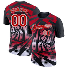 Laden Sie das Bild in den Galerie-Viewer, Uksn Individuelles Schwarz Rot-Weiß Blitz Farbverlauf Punkt Funktions-T-Shirt