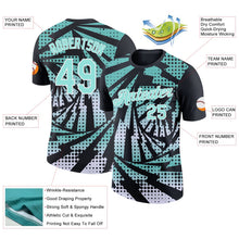 Laden Sie das Bild in den Galerie-Viewer, Uksn Individuelles Schwarz Eisblau-Weiß Blitz Farbverlauf Punkt Funktions-T-Shirt