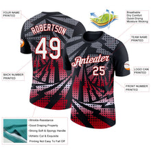 Laden Sie das Bild in den Galerie-Viewer, Uksn Individuelles Schwarz Weiß-Rot Blitz Farbverlauf Punkt Funktions-T-Shirt