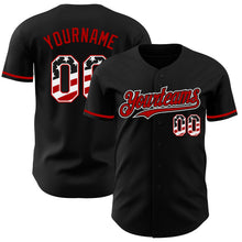 Laden Sie das Bild in den Galerie-Viewer, Uksn Individuelles Schwarz USA-Flagge Weiß-Rot Authentisches Baseball-Trikot