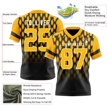 Laden Sie das Bild in den Galerie-Viewer, Uksn Individuelles Schwarz Gold-Weiß Authentisches Football Trikot Mit Geometrischem Pixelraster-Verlauf