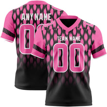 Laden Sie das Bild in den Galerie-Viewer, Uksn Individuelles Schwarz Pink-Weiß Authentisches Football Trikot Mit Geometrischem Pixelraster-Verlauf