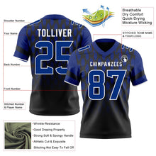 Laden Sie das Bild in den Galerie-Viewer, Uksn Individuelles Schwarz Royalblau-Weiß Authentisches Football Trikot Mit Geometrischem Pixelraster-Verlauf