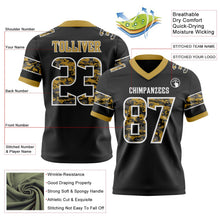Laden Sie das Bild in den Galerie-Viewer, Uksn Individuelles Schwarz Camouflage Weiß-Altgold Authentisches Football Trikot Mit Digital-Camouflage-Panel