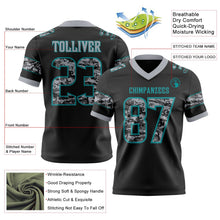 Laden Sie das Bild in den Galerie-Viewer, Uksn Individuelles Schwarz Camouflage Petrol-Grau Authentisches Football Trikot Mit Digital-Camouflage-Panel