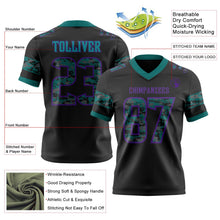 Laden Sie das Bild in den Galerie-Viewer, Uksn Individuelles Schwarz Camouflage Violett-Petrol Authentisches Football Trikot Mit Digital-Camouflage-Panel