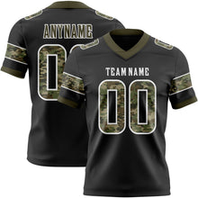 Laden Sie das Bild in den Galerie-Viewer, Uksn Individuelles Schwarz Camouflage Weiß-Oliv Authentisches Football Trikot Mit Digital-Camouflage-Panel