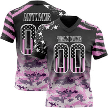 Laden Sie das Bild in den Galerie-Viewer, Uksn Individuelles Schwarz USA-Flagge Camouflage-Weiß Authentisches Football Trikot Mit Verlaufs-Digital-Camouflage, Stars & Stripes, Raglanärmeln