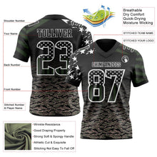 Laden Sie das Bild in den Galerie-Viewer, Uksn Individuelles Schwarz USA-Flagge Camouflage-Weiß Authentisches Football Trikot Mit Verlaufs-Digital-Camouflage, Stars & Stripes, Raglanärmeln