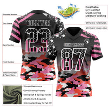 Laden Sie das Bild in den Galerie-Viewer, Uksn Individuelles Schwarz USA-Flagge Camouflage-Weiß Authentisches Football Trikot Mit Verlaufs-Digital-Camouflage, Stars & Stripes, Raglanärmeln