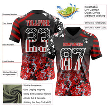 Laden Sie das Bild in den Galerie-Viewer, Uksn Individuelles Schwarz USA-Flagge Camouflage Weiß-Rot Authentisches Football Trikot Mit Verlaufs-Digital-Camouflage, Stars & Stripes, Raglanärmeln