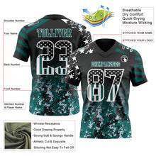 Laden Sie das Bild in den Galerie-Viewer, Uksn Individuelles Schwarz USA-Flagge Camouflage Weiß-Mitternachtsgrün Authentisches Football Trikot Mit Verlaufs-Digital-Camouflage, Stars & Stripes, Raglanärmeln
