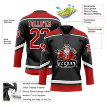 Laden Sie das Bild in den Galerie-Viewer, Uksn Individuelles Schwarz Rot-Weiß Weihnachtsmann 3D Eishockey-Trikot mit Schnürkragen
