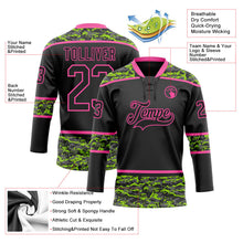 Laden Sie das Bild in den Galerie-Viewer, Uksn Individuelles Schwarz Camouflage-Pink Digitale Camouflage-Akzente Eishockey-Trikot mit Schnürkragen