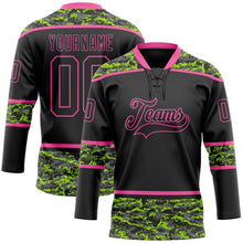 Laden Sie das Bild in den Galerie-Viewer, Uksn Individuelles Schwarz Camouflage-Pink Digitale Camouflage-Akzente Eishockey-Trikot mit Schnürkragen