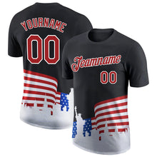 Laden Sie das Bild in den Galerie-Viewer, Uksn Individuelles Schwarz Rot-Weiß 3D Amerikanische Flagge Patriotisch Funktions-T-Shirt