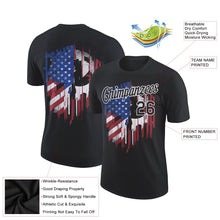 Laden Sie das Bild in den Galerie-Viewer, Uksn Individuelles Schwarz Weiß 3D Amerikanische Flagge Patriotisch Funktions-T-Shirt