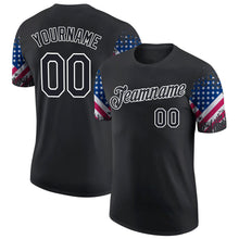 Laden Sie das Bild in den Galerie-Viewer, Uksn Individuelles Schwarz Weiß 3D Amerikanische Flagge Patriotisch Funktions-T-Shirt