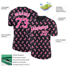 Laden Sie das Bild in den Galerie-Viewer, Uksn Individuelles Schwarz Pink-Weiß 3D Pink Schleife Brustkrebs Funktions-T-Shirt