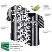 Laden Sie das Bild in den Galerie-Viewer, Uksn Individuelles Schwarz Weiß 3D Tropisch Hawaii Palme und Tier Flamingo Funktions-T-Shirt