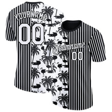 Laden Sie das Bild in den Galerie-Viewer, Uksn Individuelles Schwarz Weiß 3D Tropisch Hawaii Palme und Tier Flamingo Funktions-T-Shirt