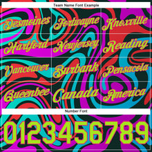 Laden Sie das Bild in den Galerie-Viewer, Uksn Individuelles Bestickt Schwarz Neongrün-Hot Pink 3D Halloween Fluide Sport Pullover Sweatshirt Hoodie
