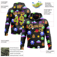 Laden Sie das Bild in den Galerie-Viewer, Uksn Individuelles Bestickt Schwarz Neongrün-Hot Pink 3D Halloween Sport Pullover Sweatshirt Hoodie